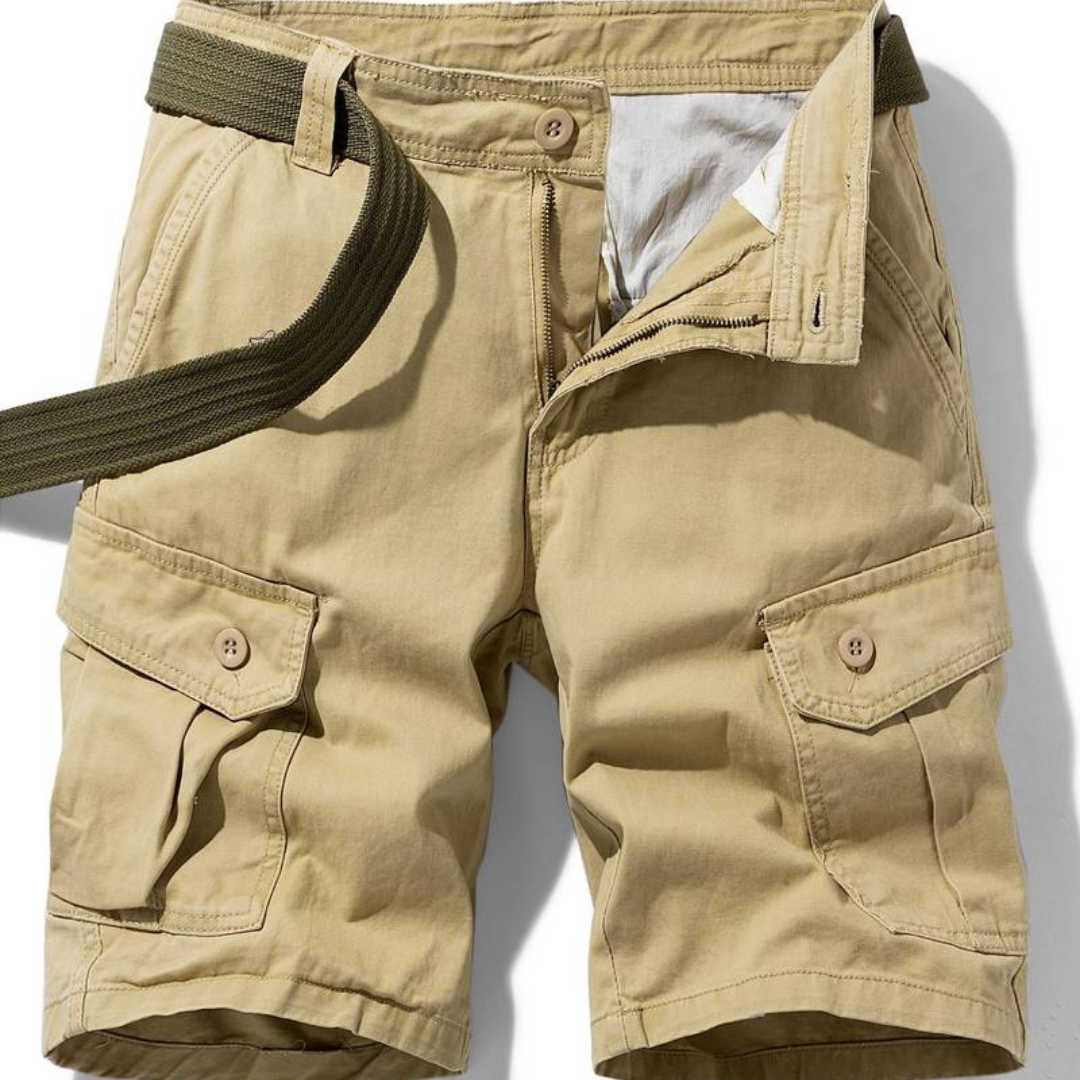 Momount Uomo Pantaloncini Cargo – Cotone Chiusura a Bottoni Tasca con Patta da Lavoro Casual