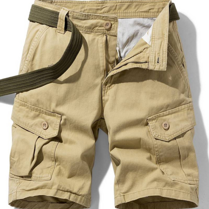Momount Uomo Pantaloncini Cargo – Cotone Chiusura a Bottoni Tasca con Patta da Lavoro Casual