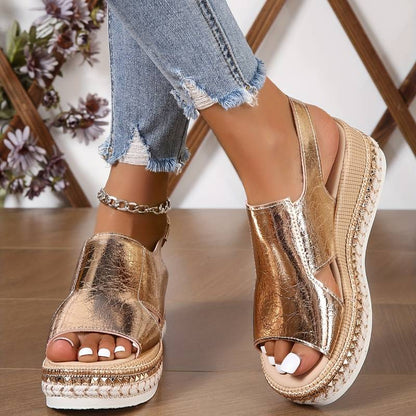 Momount Donna Sandali con Zeppa – Comfort Plateau Cinturino Posteriore Casual Estivo Regolabili Punta Aperta