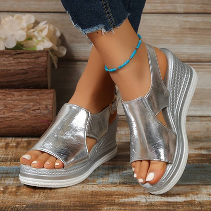 Momount Donna Sandali con Zeppa – Comfort Plateau Cinturino Posteriore Casual Estivo Regolabili Punta Aperta
