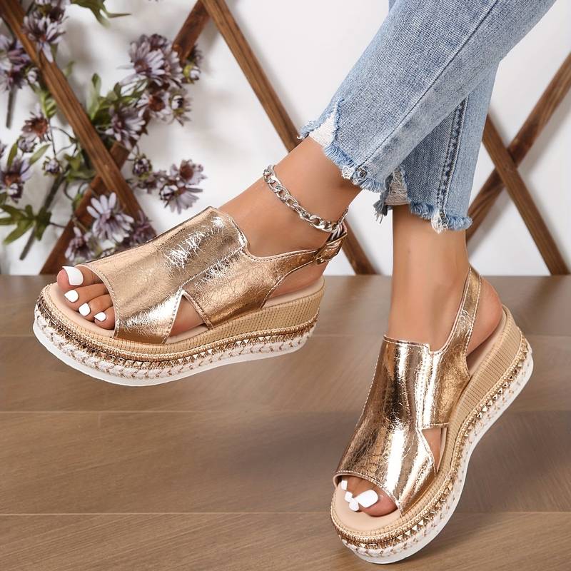 Momount Donna Sandali con Zeppa – Comfort Plateau Cinturino Posteriore Casual Estivo Regolabili Punta Aperta