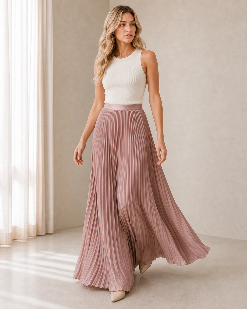 Gonna maxi donna plissettata e fluttuante — image 6