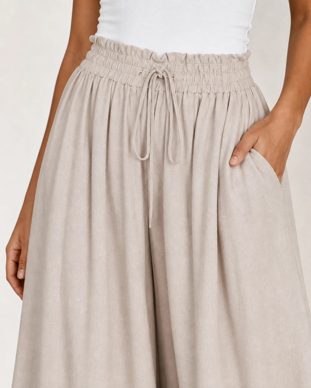 Pantaloni donna a vita alta e gamba larga — image